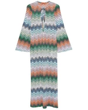 Missoni Maxikleid Mit Zickzack-Strick Und Cut-Out - Blau
