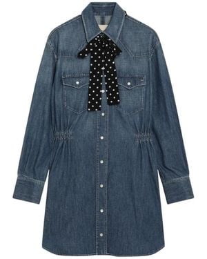 Valentino Garavani Denim Jurk Met Polka Dot Sjaal - Blauw