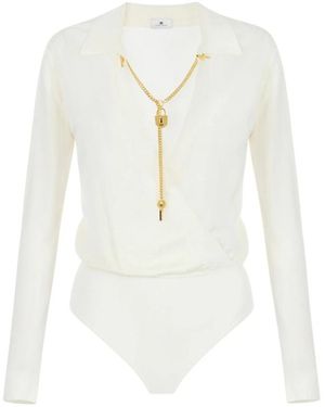Elisabetta Franchi Body Van Viscose Met Ketting - Wit
