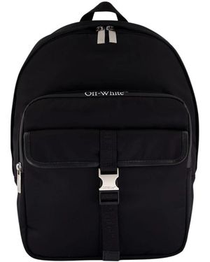 Off-White c/o Virgil Abloh Tassen ,Zwart ,Leer Outdoor Ronde Leren Rugzak