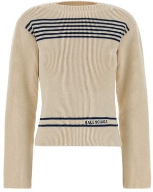 Balenciaga Round-Neck Strickwaren - Weiß