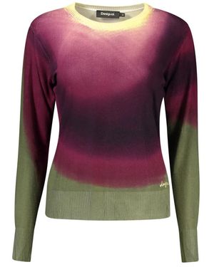Desigual Truien & Vesten ,Veelkleurig ,Jers Veget Trui - Paars