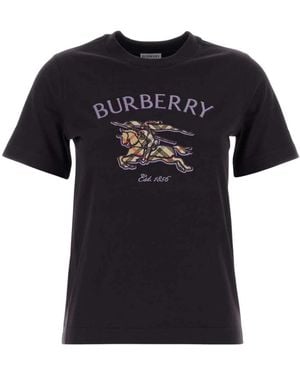 Burberry Knight Check Baumwoll-T-Shirt - Schwarz