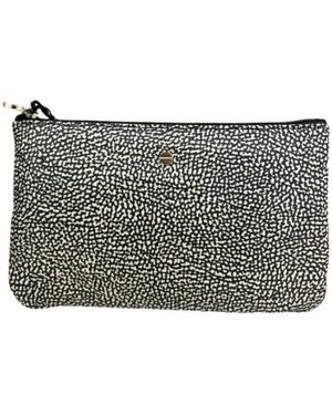 Borbonese Accessoires ,Zwart ,Leer Classica Flat Pouch