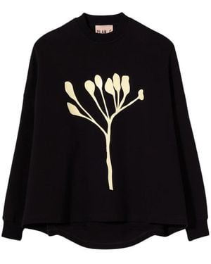 Plan C Blumenprint-Sweatshirt - Schwarz