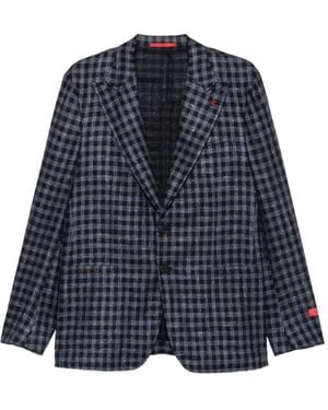 Isaia Gingham-Check Jacke - Blau