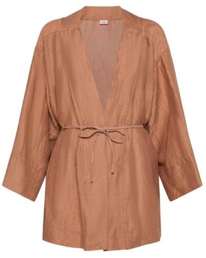 Deha Linnenmix Kimono - Bruin