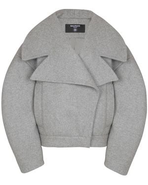 Balmain Double-Breasted Coats - Gris