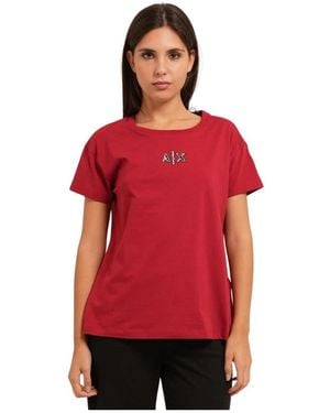 ARMANI EXCHANGE Tops ,Rood ,Katoen Logo T-Shirt