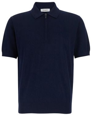 Kangra Tops ,Blauw ,Katoen Polo Shirt Met Rits En Kraag