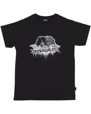 Propaganda Onschuldig Grafisch T-Shirt Katoen Korte Mouw - Zwart