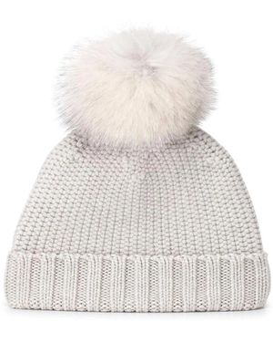 Moorer Luxe Wollen Muts Met Bontpom - Wit