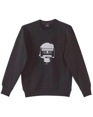 Paul Smith Sweatshirt Mit Totenkopfgrafik Und Kassette - Blau