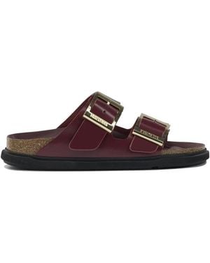Birkenstock Schoenen ,Rood ,Leer Arizona Droplet Buckle Narrow Fit - Bruin