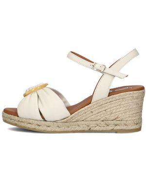 Viguera Weiße Leder Espadrilles Für Damen - Mettallic