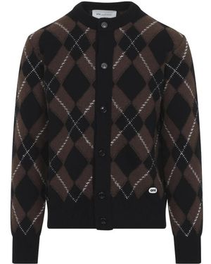 Ami Paris Truien & Vesten ,Bruin ,Wol Crewneck Cardigan - Zwart