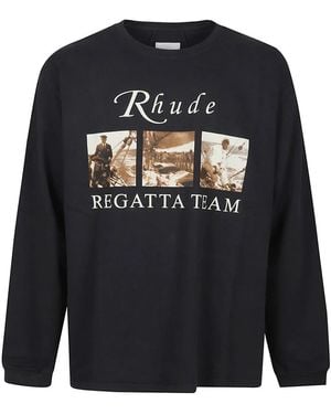 Rhude Usvi Regatta Tour Long Sleeve T-Shirt - Blauw