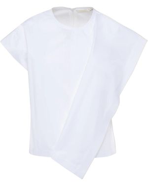 Tela Overhemden ,Wit ,Katoen Poplin Blouse Met Ronde Hals