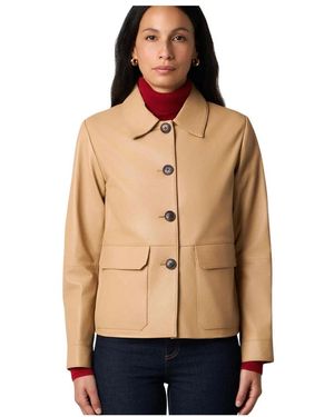 Brooks Brothers Leren Jas Met Shirtkraag - Naturel