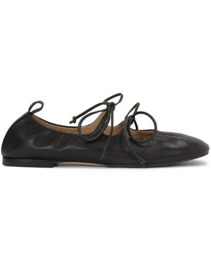 Kazar Schwarze Ballerinas Mit Einem String Gebunden
