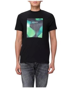 Karl Lagerfeld Abstract Print Crew Neck Tee - Zwart