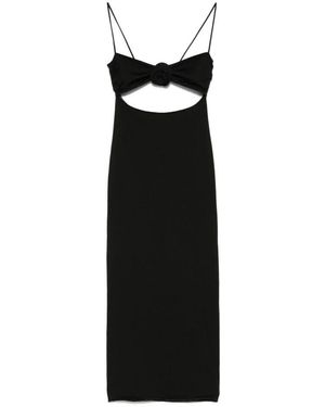 LaRevêche Schwarzes Blumenapplikation Cut-Out Kleid
