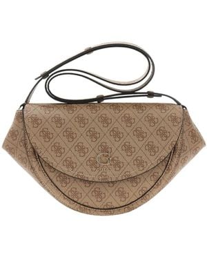 Guess Coleen Monogramme Flap Bag - Braun