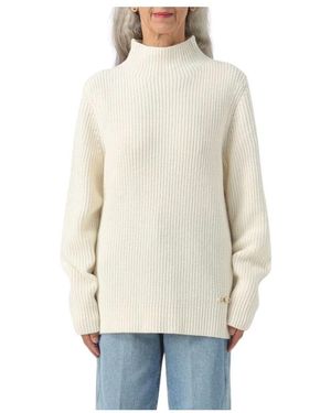Michael Kors Truien & Vesten ,Wol Geribbelde Merino Wollen Trui Met Opstaande Kraag - Naturel