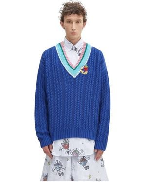 Sky High Farm V-Neck Knitwear - Azul