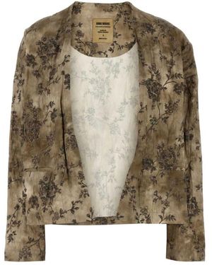 Uma Wang Gedruckter Baumwollmischung Klarke Blazer - Grün