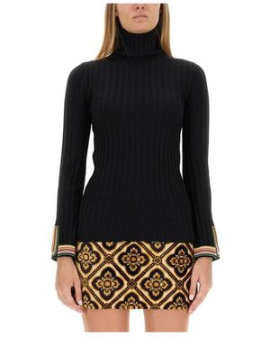 Etro Truien & Vesten ,Zwart ,Wol Wollen Coltrui