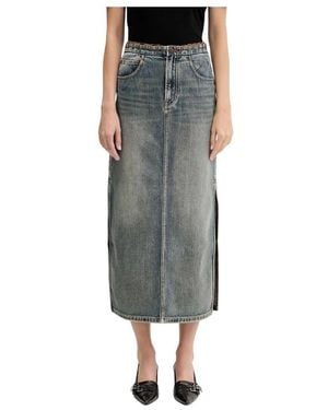 Miss Sixty Side Slit Denim Skirt - Grau