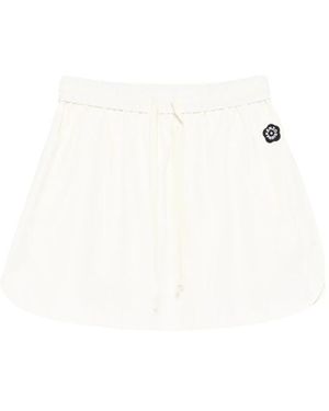 KENZO Korte Broeken ,Wit ,Katoen Logo-Patch Minirok Met Trekkoord