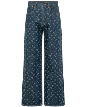 Marine Serre Wide Jeans - Azul