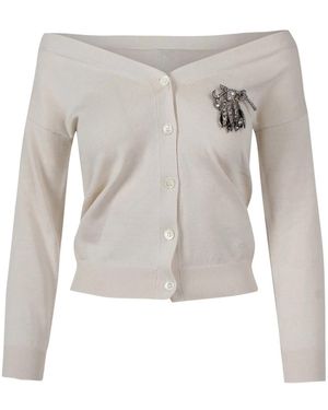 N°21 Truien & Vesten ,Wit ,Boot-Neck Vest Met Speld - Grijs