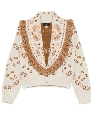 Alanui Cardigan Mit Bandana-Jacquard Aus Kaschmir Und Wolle - Natur