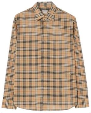 Burberry Check Katoenen Shirt - Naturel