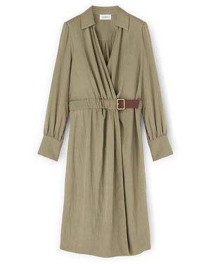 mötivi Gekreukte Twill Blousejurk - Naturel