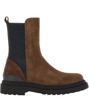 Brunello Cucinelli Bootie Suede - Bruin