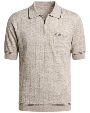 Peserico Mouliné Leinen-Baumwoll-Polo - Natur