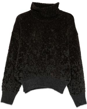 Alysi Chenille Rollkragenpullover - Schwarz