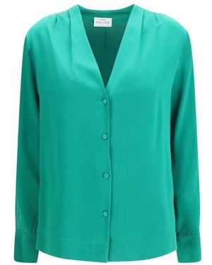 forte_forte Overhemden ,Groen ,Satijn Zijden Satijnen Blouse