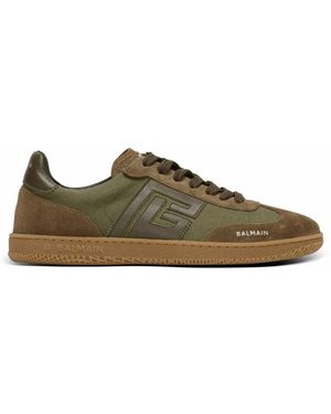 Balmain Sneakers Swan Aus Leder Und Canvas - Grün
