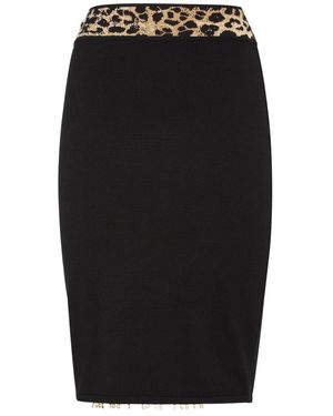 Philipp Plein Rokken ,Zwart ,Polyester Knit Short Skirt Leopard
