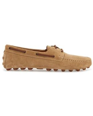 Tod's Wildleder Lederslipper Mit Gummisohle - Natur