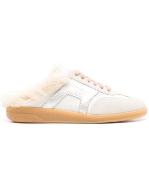Santoni Panelled Slippers - White