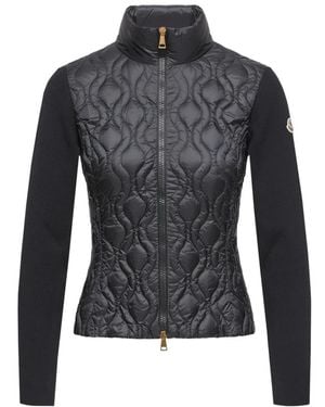 Moncler Jassen ,Blauw ,Vest Met Golvende Vulling En Rits - Zwart