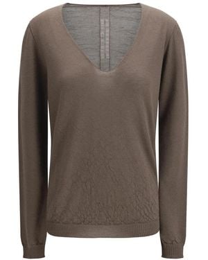 Rick Owens V-Neck Knitwear - Marrone