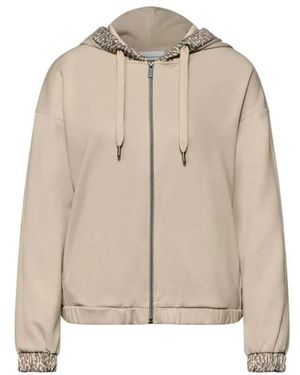 Street One Hoodies & Sweatvesten ,Modal Hoodie Met Voorzak - Naturel