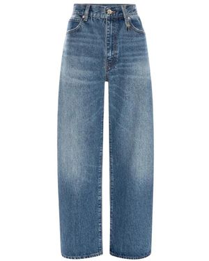 FRAME Jeans ,Blauw ,Katoen The Bow Wide-Leg Jeans